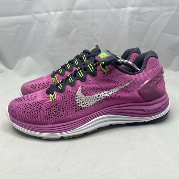Nike Lunarglide+ 5 Running Shoes Pink/Lime Women’s Sz 6.5 (599395-610) - Picture 2 of 9